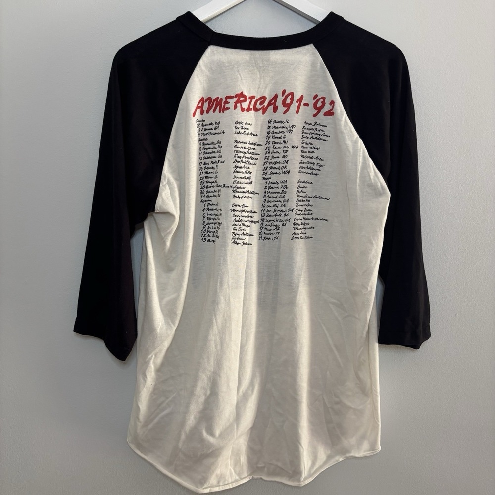 VTG Skid Row Tour Raglan T-Shirt '90-'91 America Tee Band Rock Hair Metal Fan - Picture 3 of 7